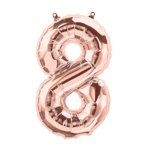 FOIL BALLOON 16" NUMBER ROSE GOLD #8