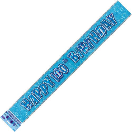 GLITZ BLUE FOIL BANNER 100TH BIRTHDAY