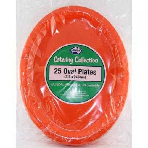 Oval Plates Orange Pack Of 25