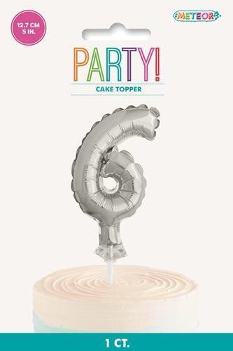 SILVER 5" MINI FOIL BALLOON CAKE TOPPER - 6
