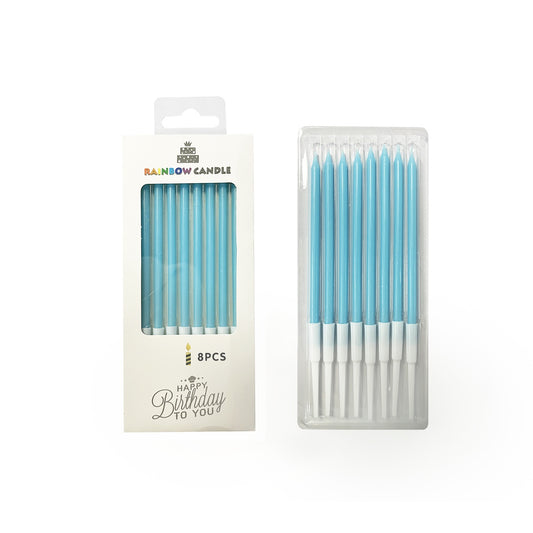 Blue Rainbow Birthday Cake Candles 13.5cm – 8 Pack