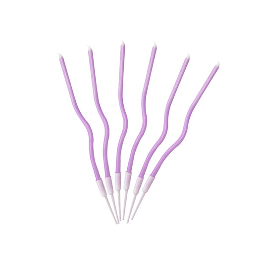 Purple Curved Birthday Cake Candles 15.2cm – 6 Pack