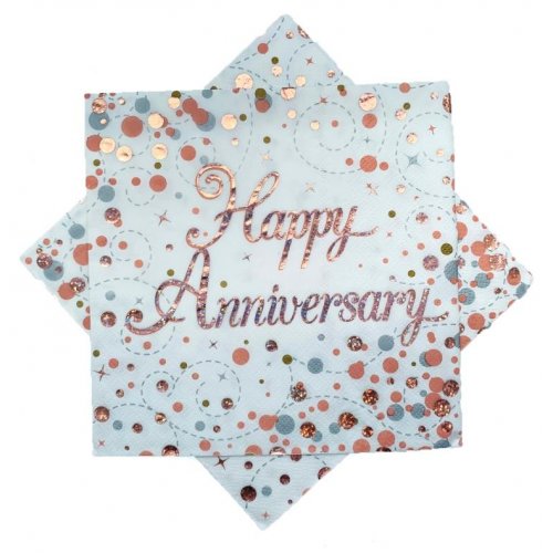 Rose Gold Anniversary Paper Napkins 33cm 2 Ply Pack of 16