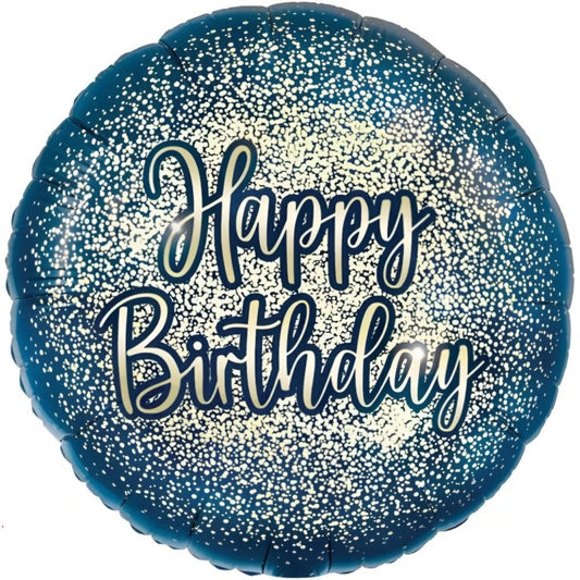 18 inch Metallic Glitter Navy Gold Happy Birthday Pack 1