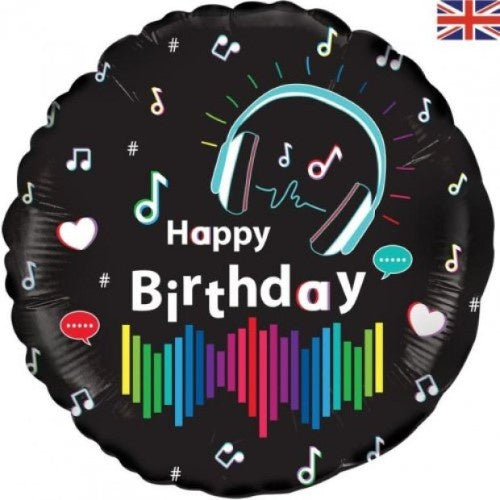 18 inch Music Media Happy Birthday Holographic Pack 1