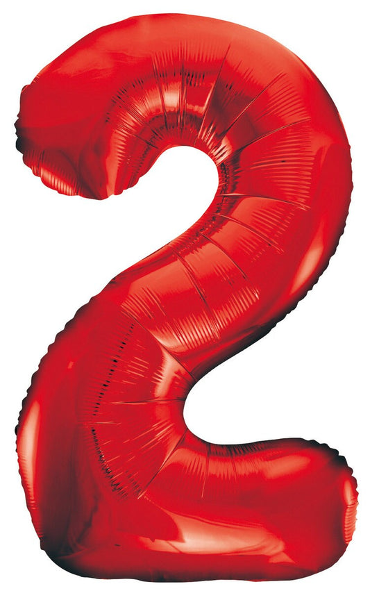 Red "2" Numeral Foil Balloon 86cm (34")