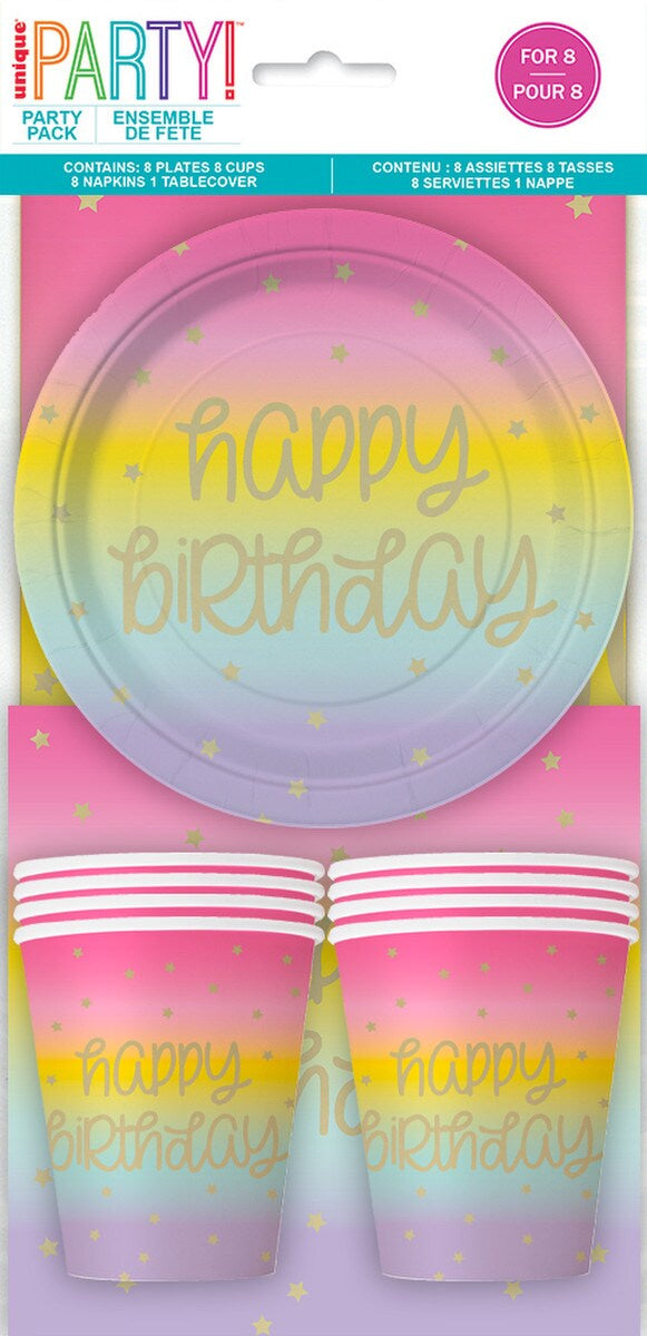 Rainbow Star Happy Birthday Party Pack For 8