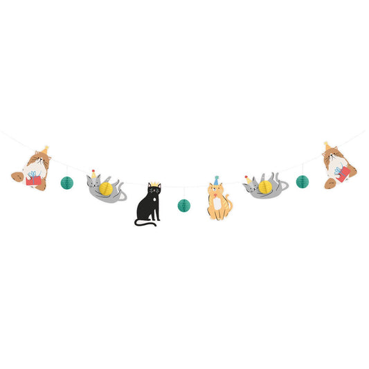 Pawty Animal Cat & Honeycomb Ball Garland 2.13m (7')
