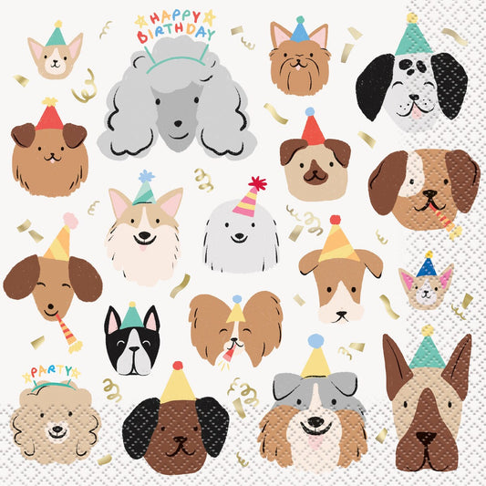 Pawty Animal 16 Foil Stamped Luncheon Napkins 2ply 33cm x 33cm (13" x 13")