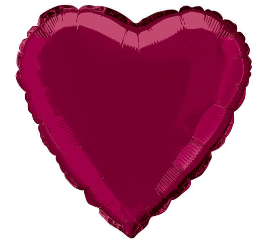 Burgundy Heart Foil Balloon – 45cm (18") Packaged