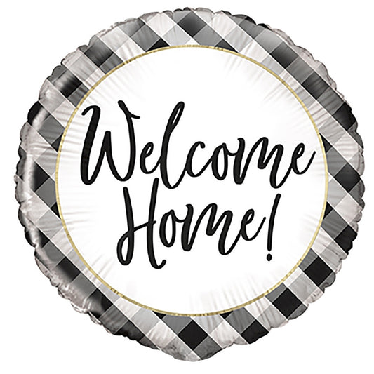 Black Gingham Welcome Home 45cm (18") Foil Balloon