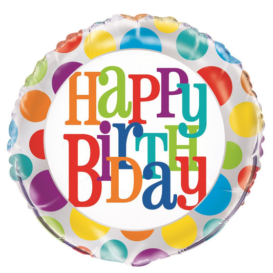 Rainbow Dot Happy Birthday 45cm (18") Foil Balloon