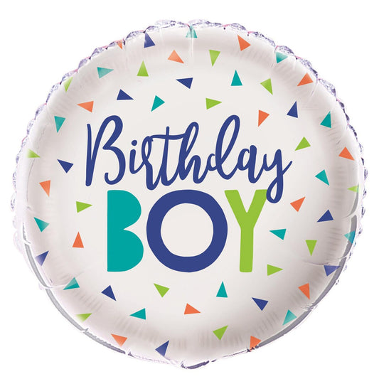 Confetti "Birthday Boy" 45cm (18") Foil Balloon Packaged
