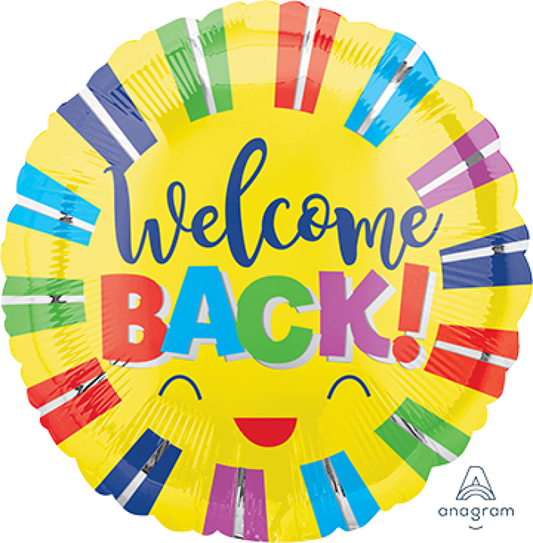 Foil Balloon 45cm Standard Welcome Back Colourful Stripes