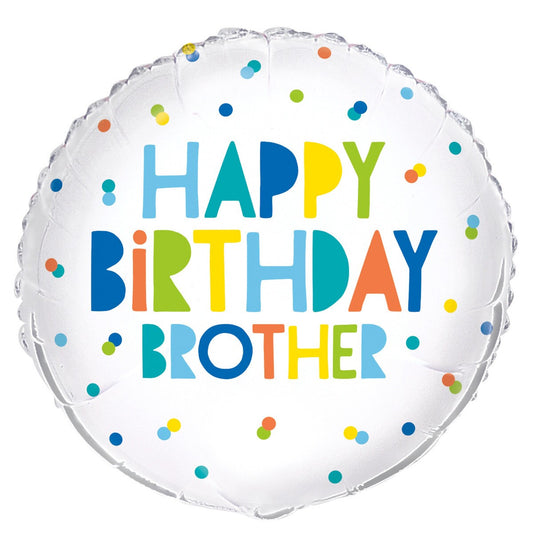 Happy Birthday Brother 45cm (18") Foil Balloon Packaged