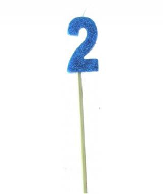 Blue Glitter Long Stick Candle #2