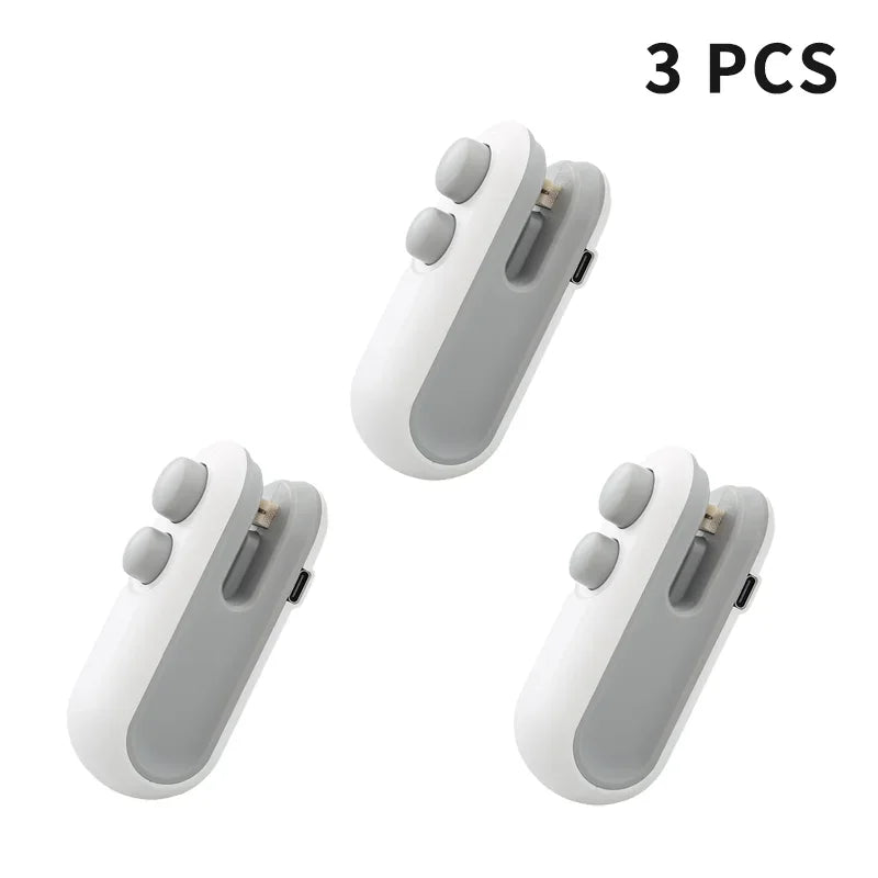 2IN1 Mini Sealing Machine USB Rechargable Heat Sealer Storage Bag Plastic Package Food Sealer Clip Bag Handheld Food Heat Sealer