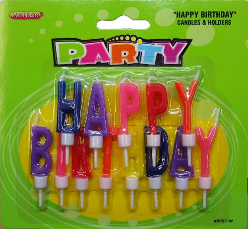 Happy Birthday Letter Candles Set With Holder