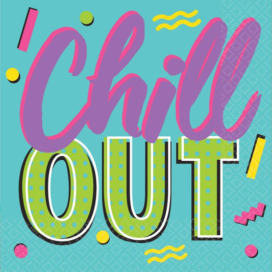 AWESOME PARTY 80'S BEVERAGE NAPKINS CHILL OUT