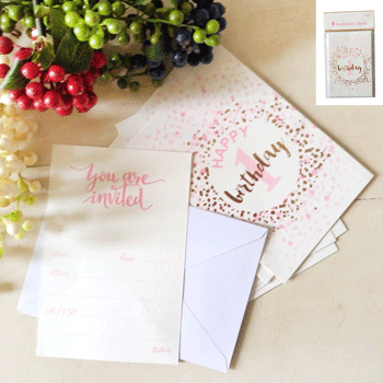 1st Birthday Girl Postcard Invitations Pack Of 8
