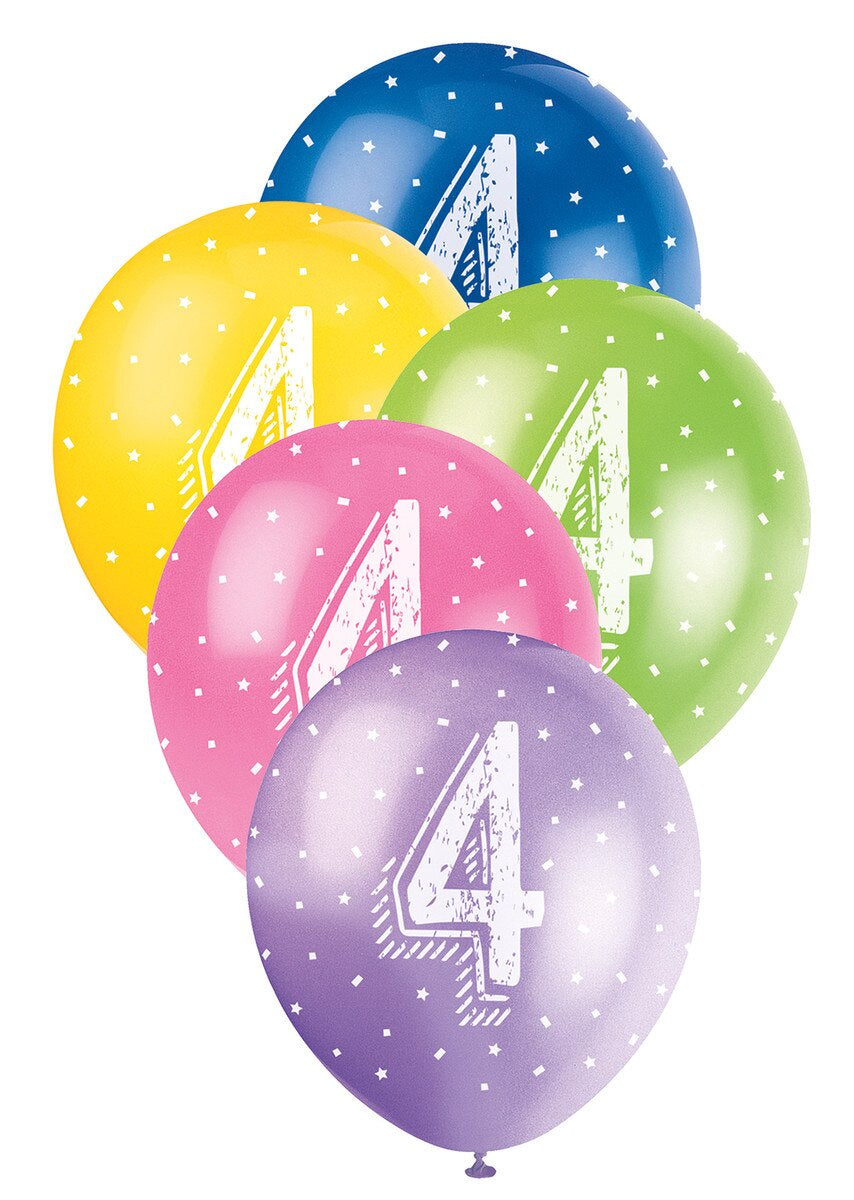 4th Birthday Pearl Latex Balloons 12" (30cm) – 5 Pack