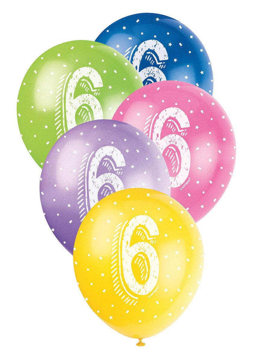 6th Birthday Pearl Latex Balloons 12" (30cm) – 5 Pack