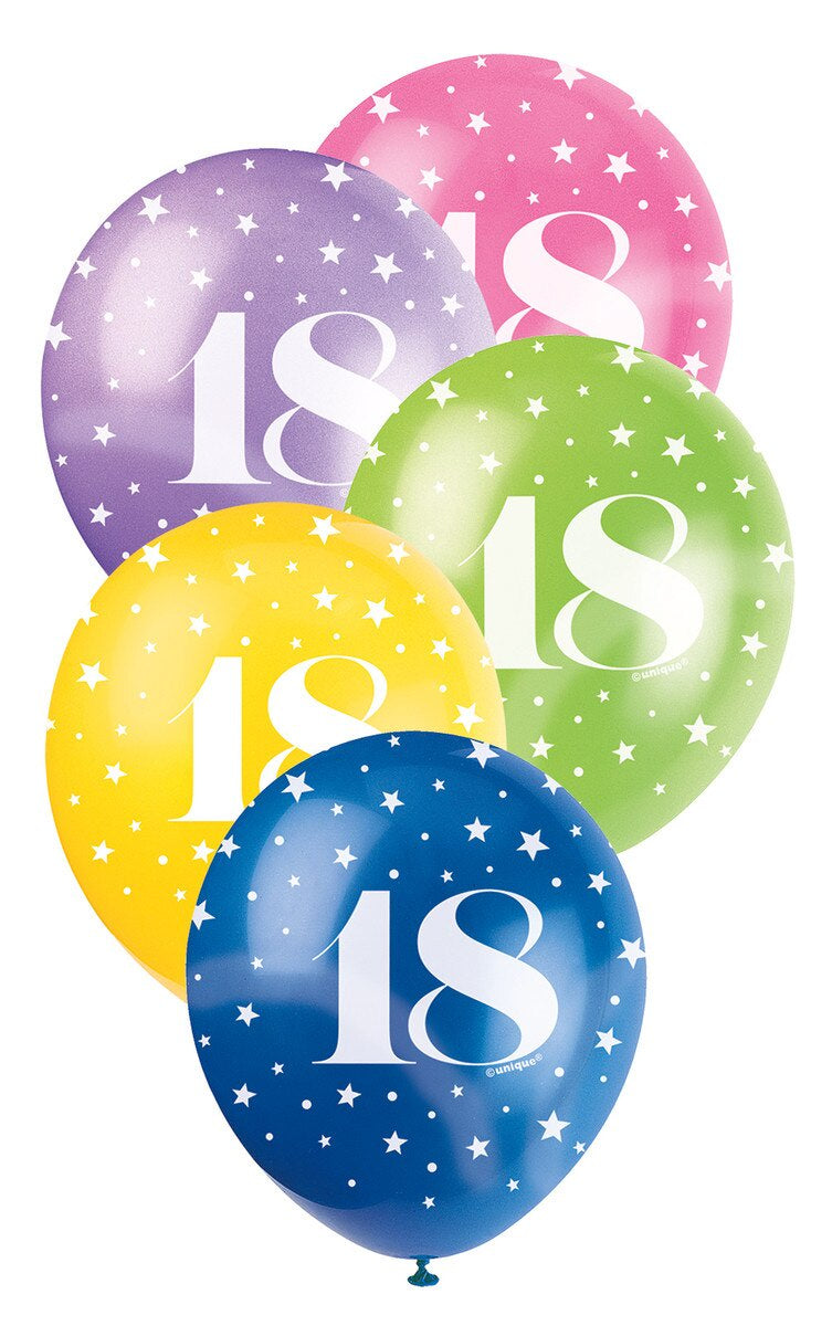 18th Birthday Pearl Latex Balloons 12" (30cm) – 5 Pack