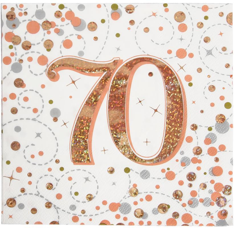 Sparkfizz Rose Gold Napkin 70th Pack Of 16