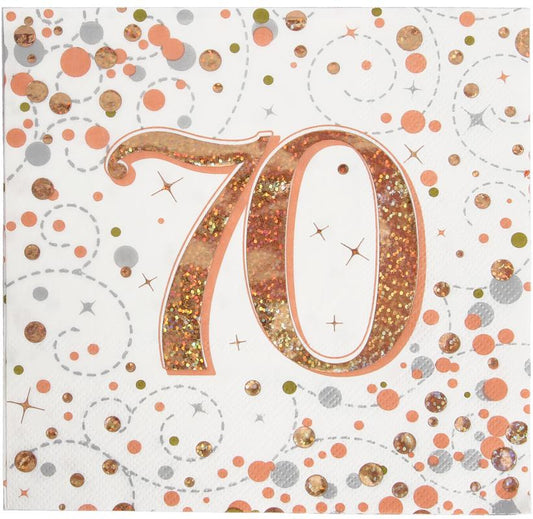 Sparkfizz Rose Gold Napkin 70th Pack Of 16
