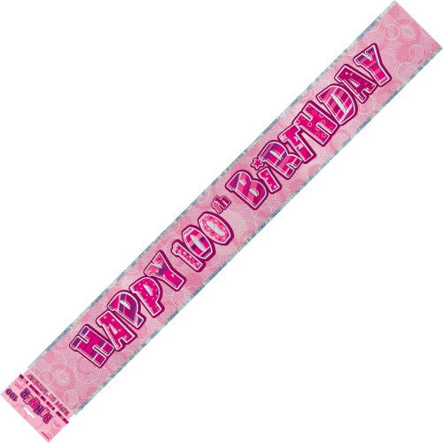 Glitz Pink Foil Banner 100th Birthday