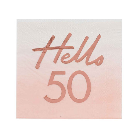 Mix It Up Rose Gold Foiled Watercolour Napkins Hello 50