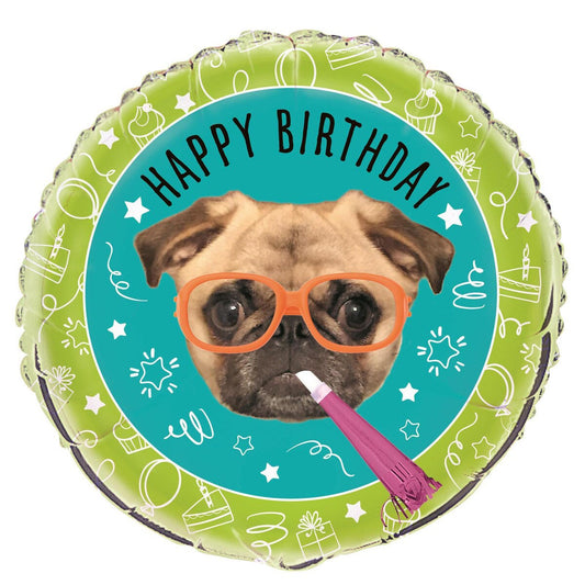 Pug Puppy Birthday 45cm (18") Foil Balloon