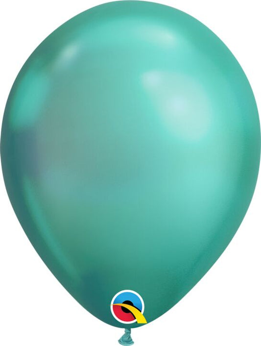 11"(28cm) Chrome Green Latex Balloons Pack of 100