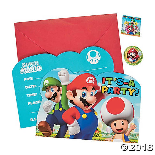 Super Mario Bros Invitations Pack Of 8