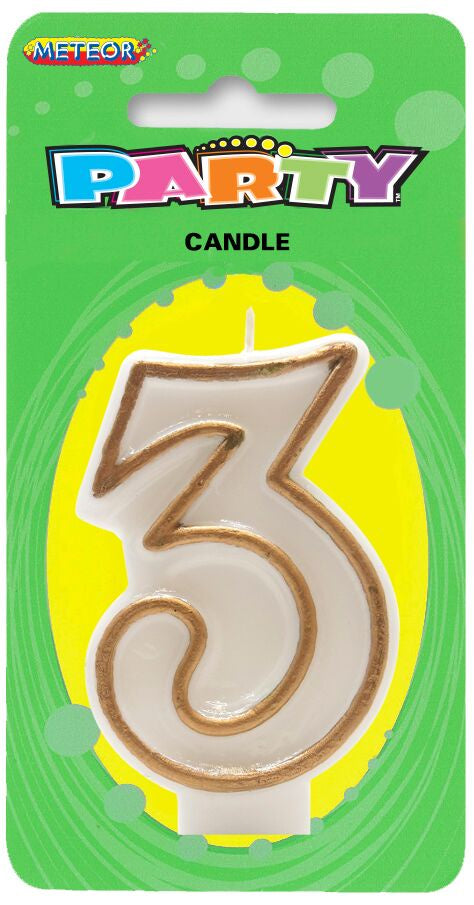 Number Candle Gold Detail '3'