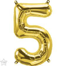 Foil Number Balloon 16"(40cm) Air Filled Only Gold 5