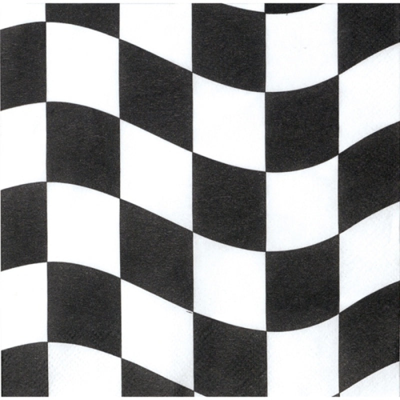 Racing Checkered Black And White Lunch Napkins Pack Of 18