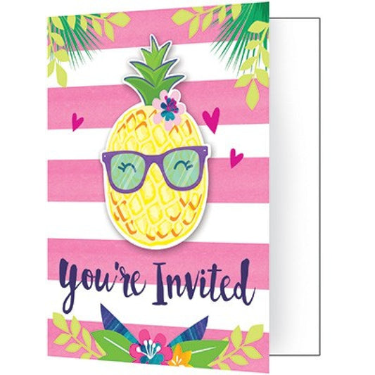 Pineapple And Friends Invitations Pack Of 8