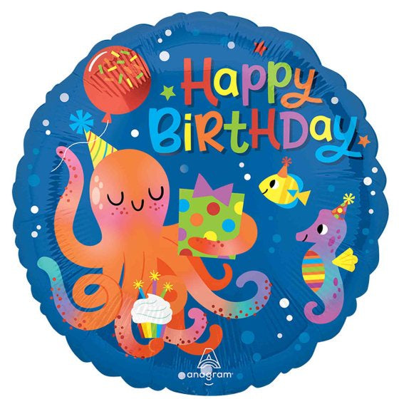 Cute Octopus Birthday Foil Balloon 45cm