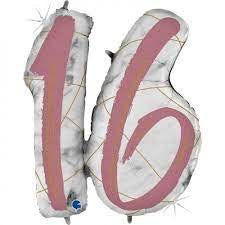 38'' DOUBLE DIGIT MARBLE MATE NUMBERS 16 - ROSE GOLD