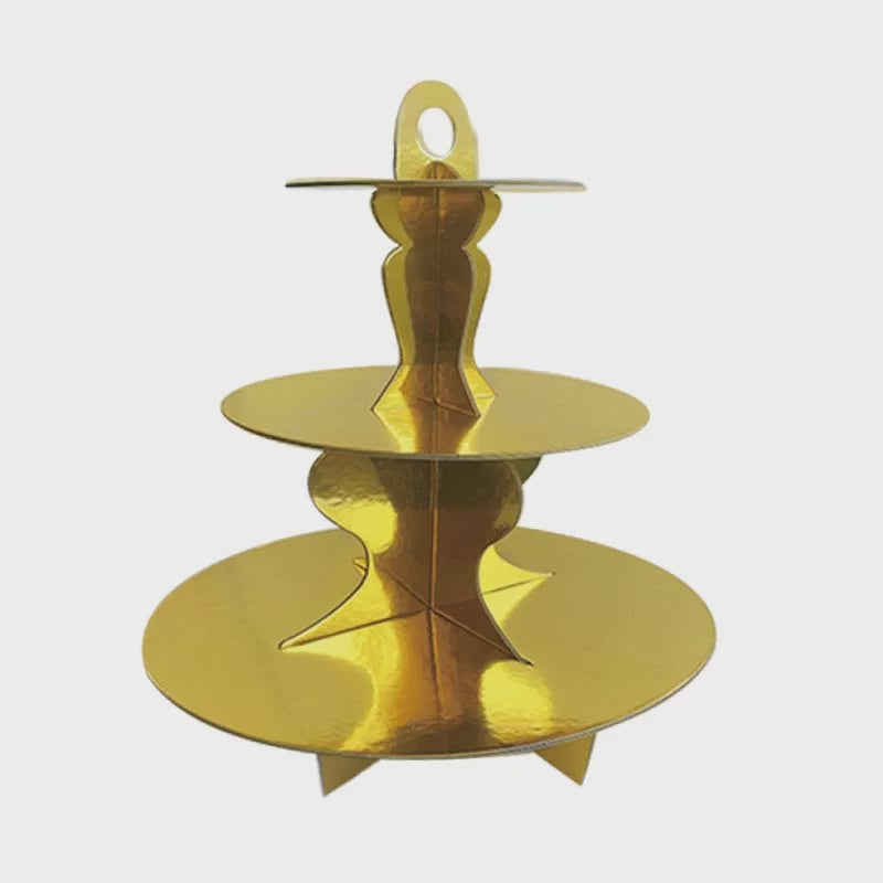 Gold 3 Tier Cupcake & Cake Stand