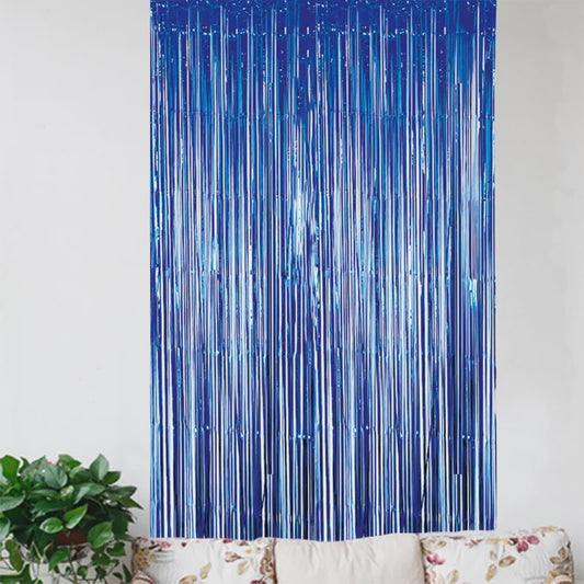 Dark Blue Foil Curtain 2m x 1m – Shimmering Backdrop for Parties, Events, and Decor