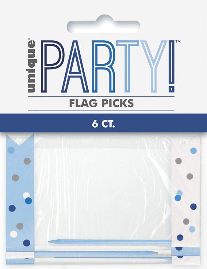 Blue Polka Dots Flag Picks 6 Pcs