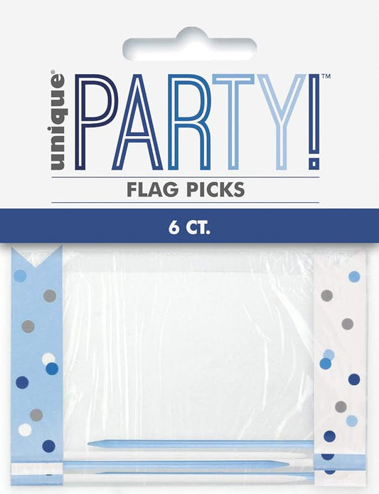 Blue Polka Dots Flag Picks 6 Pcs