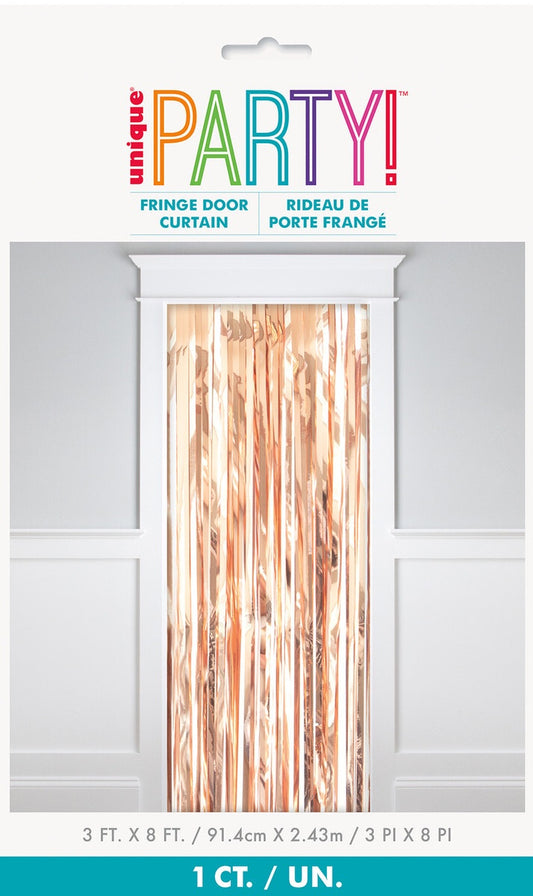 Fringe Door Curtain – Rose Gold Foil Backdrop 0.91m (W) x 2.45m (L) (3' x 8') – Pack of 1