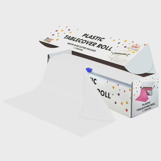 Cut-To-Size Plastic Tablecloth Roll – White (1.37m x 30m)