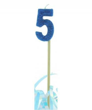 Blue Glitter Long Stick Candle #5