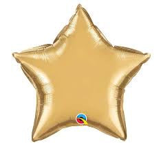 Foil Balloon 20" Star Chrome Gold Plain