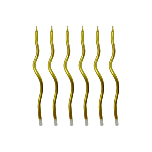 Metallic Gold Curved Birthday Candles 12cm Pack of 6