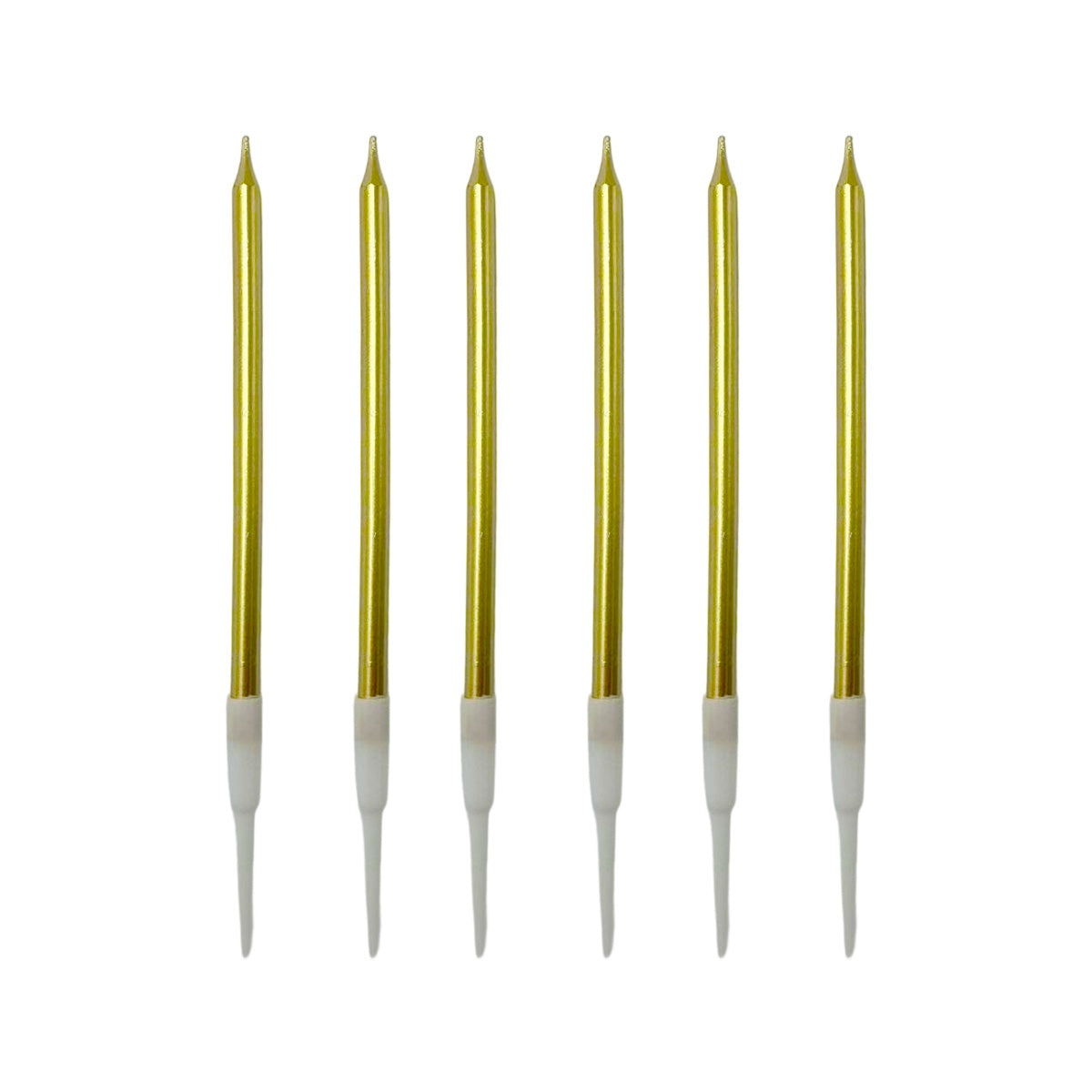 Gold Metallic Birthday Cake Candles 11cm – 6 Pack